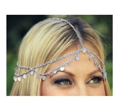 Tassel Hippie Retro Gold Coin Disc Tassel headband head piece chain