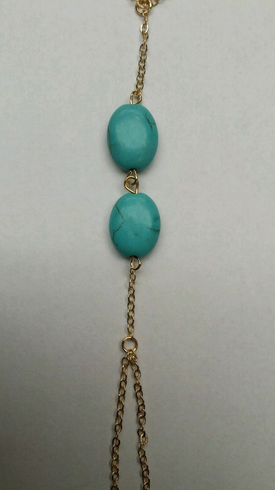 WOMENS TURQUOISE BEADS BRACELET HAND CHAIN BANGLE SLAVE FINGER RING HARNESS