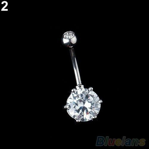 316L Surgical Steel Belly Button Ring Bar Navel Crystal Rhinestone Body Piercing