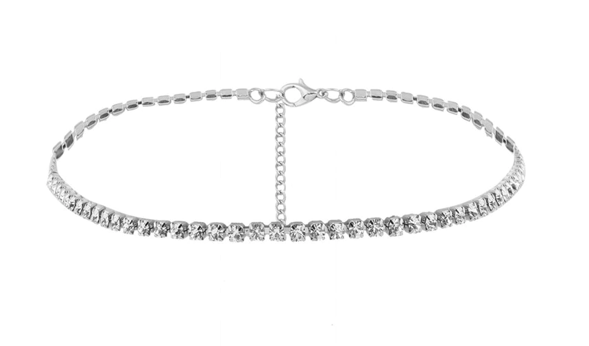 Rhinestone Choker Gold Silver Necklace Vintage Chockers Punk Retro Collar UK