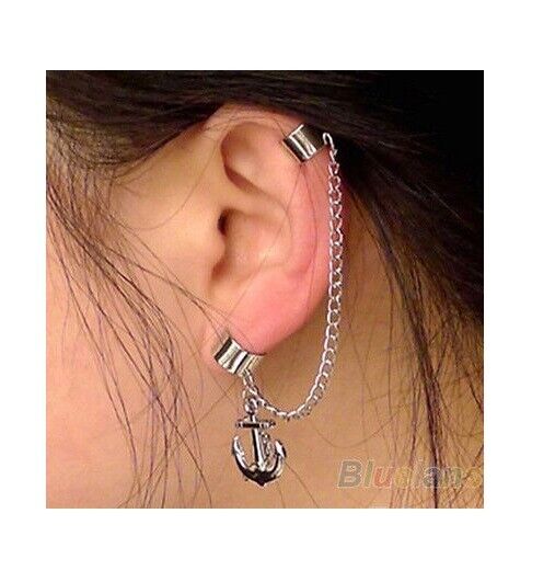 ANCHOR hanging Womens Ear Cuff Earrings Wrap Fashion Clip On Cuffs Fake Stud UK