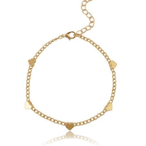 Womens Heart Bracelet Slave Chain Finger Ring Bangle Hand Harness Beach Boho