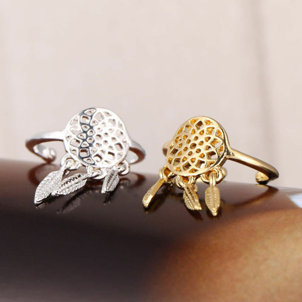 Womens Silver Gold DREAM CATCHER Ring Knuckle Girls Rings Top Finger Hippie Gift