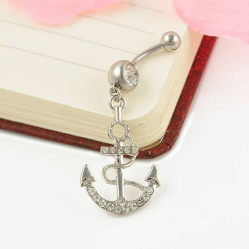 Anchor Belly Bar Button Piercing Sailor Boat Navel Bars Body Dangle Barbells
