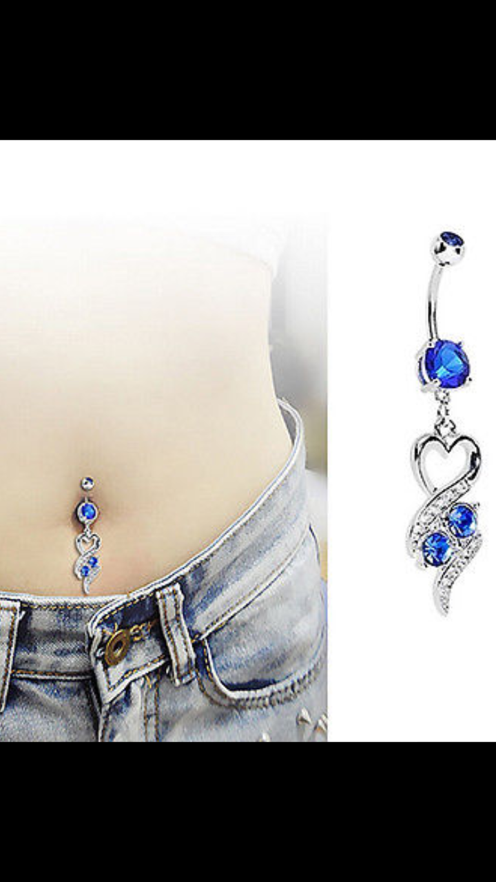 LOVE HEART Belly Button Ring Bar Body Piercing Rhinestone Reverse Navel Bars UK