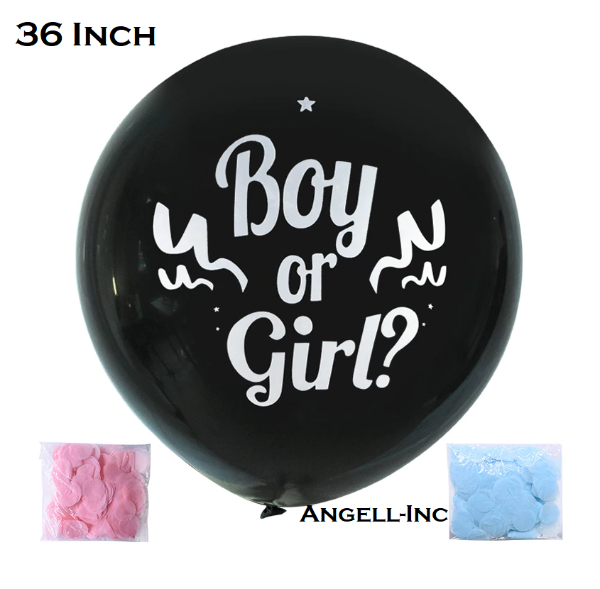 Premium LARGE Gender Reveal Balloon Baby Girl Pink Or Boy Blue Confetti 36" UK