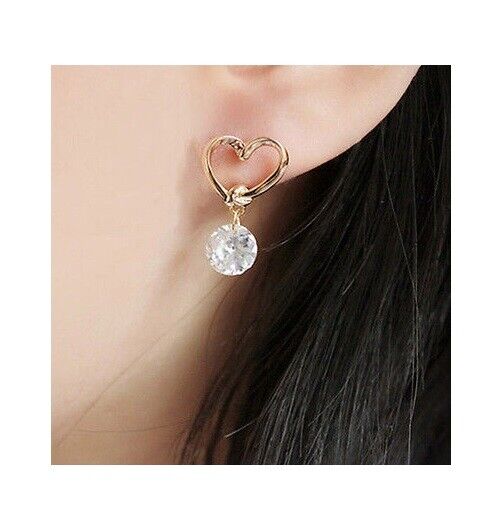 SEXY BEAUTIFUL Love Heart Shaped Crystal Hook Earrings Ear Stud Womens Gift UK
