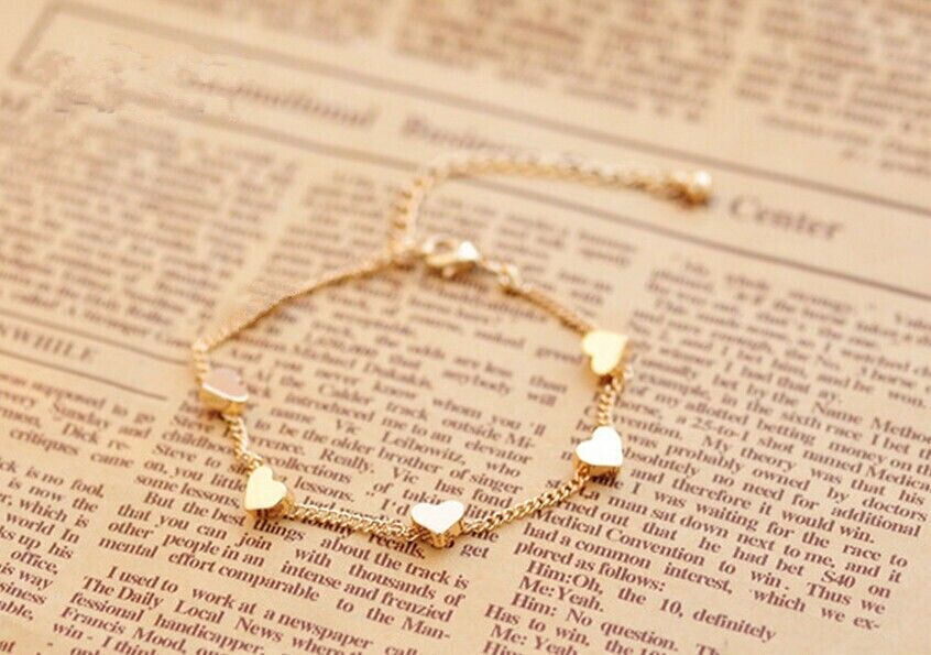 Womens Heart Bracelet Slave Chain Finger Ring Bangle Hand Harness Beach Boho