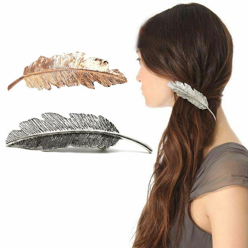 Feather Leaf Hair Clip Vintage Bridal Leaves Pin Hippy shabby chic Wedding uk