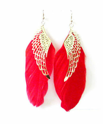 Women Feather & Hippy white Boho Earrings Silver Wing Seller Dangle Angel UK