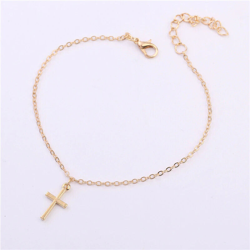 CROSS Silver Gold Ankle Bracelet Anklet SUMMER Foot Jewelry Jewellery Chain Beac