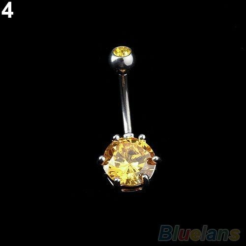 316L Surgical Steel Belly Button Ring Bar Navel Crystal Rhinestone Body Piercing