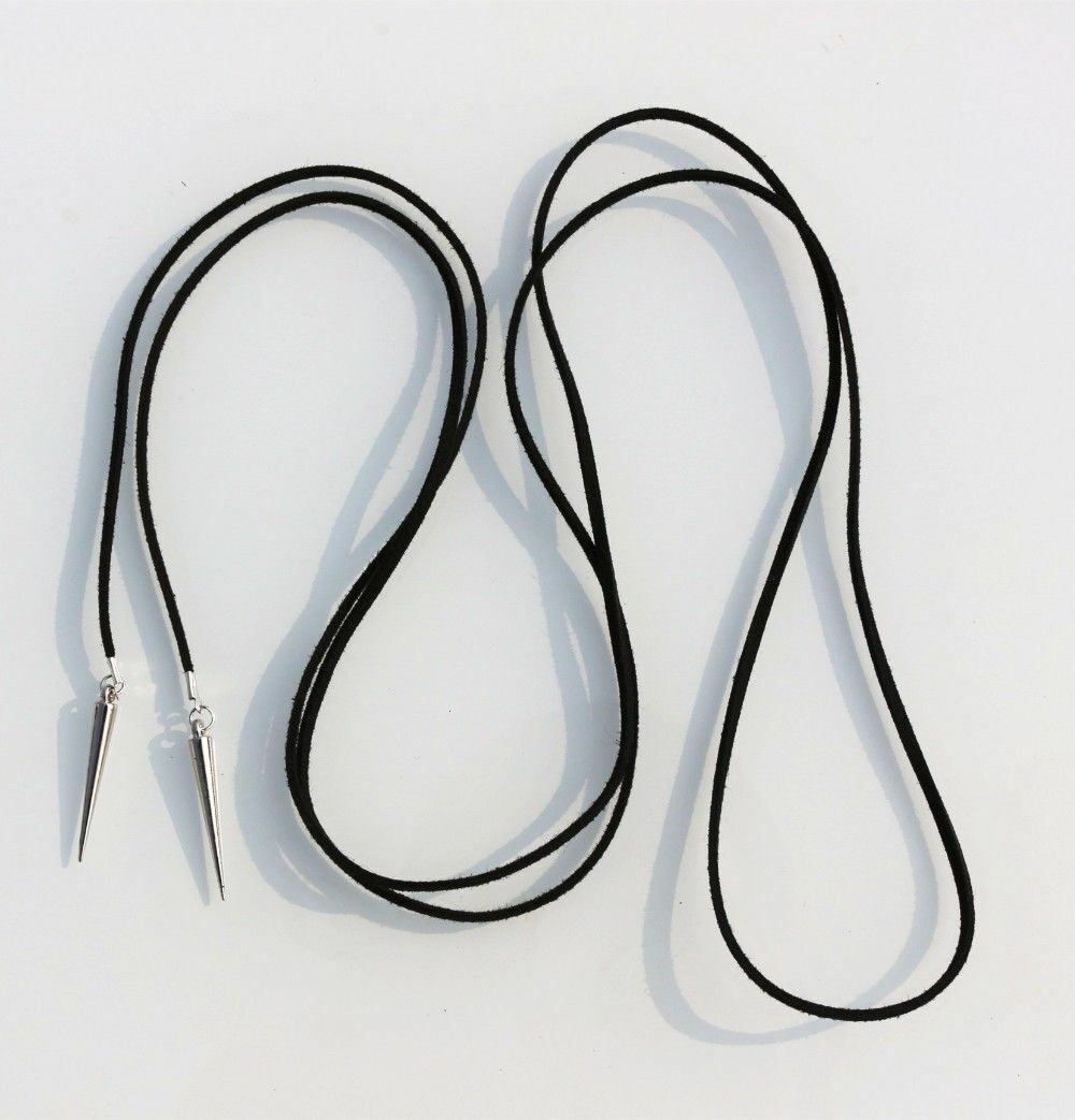 BLACK CHOKER LONG PENDANT POINT Necklace Choker Silver Wedding Party Chain UK