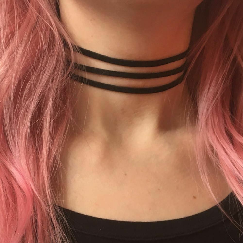 Fashion Women BLACK CHOKER STRAP SUMMER Choker Necklace Wedding Jewellery UK