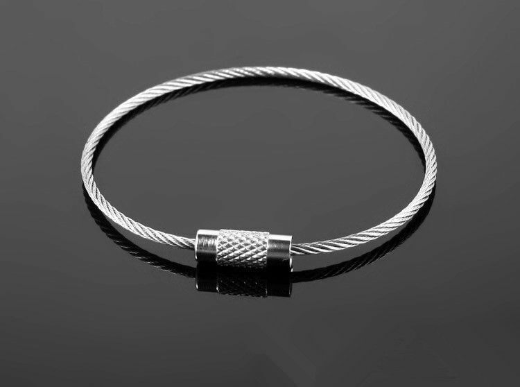 Stainless-Steel-Screw-Locking-Wire-Keychain-Cable-Keyrings-Key-Holders UK SELLER
