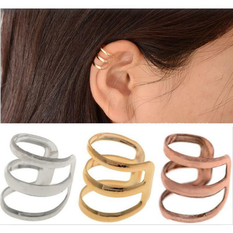 TRIPLE HELIX Womens Ear Cuff Earrings Wrap Fashion Clip On Cuffs Fake Stud UK