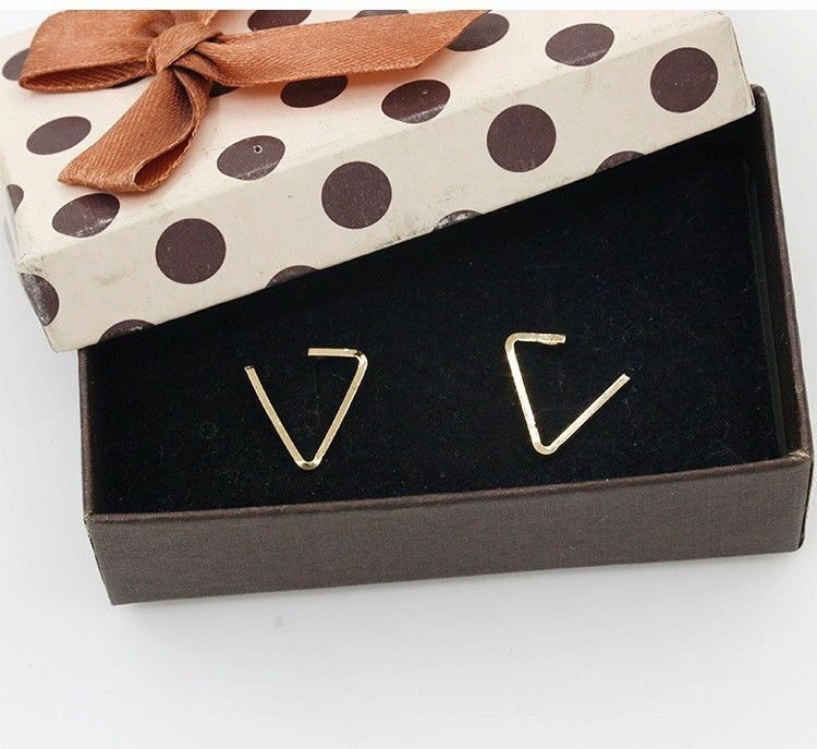 Silver Triangle triangular Shaped Earrings Ear Stud Womens Ladies Gift UK