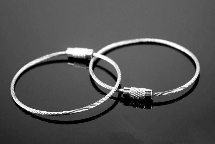 Stainless-Steel-Screw-Locking-Wire-Keychain-Cable-Keyrings-Key-Holders UK SELLER