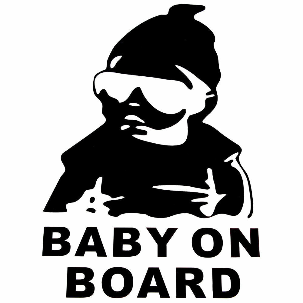 BLACK LITTLE DUDE ON BOARD Baby Child Window Bumper Car Sign Decal Sticker
