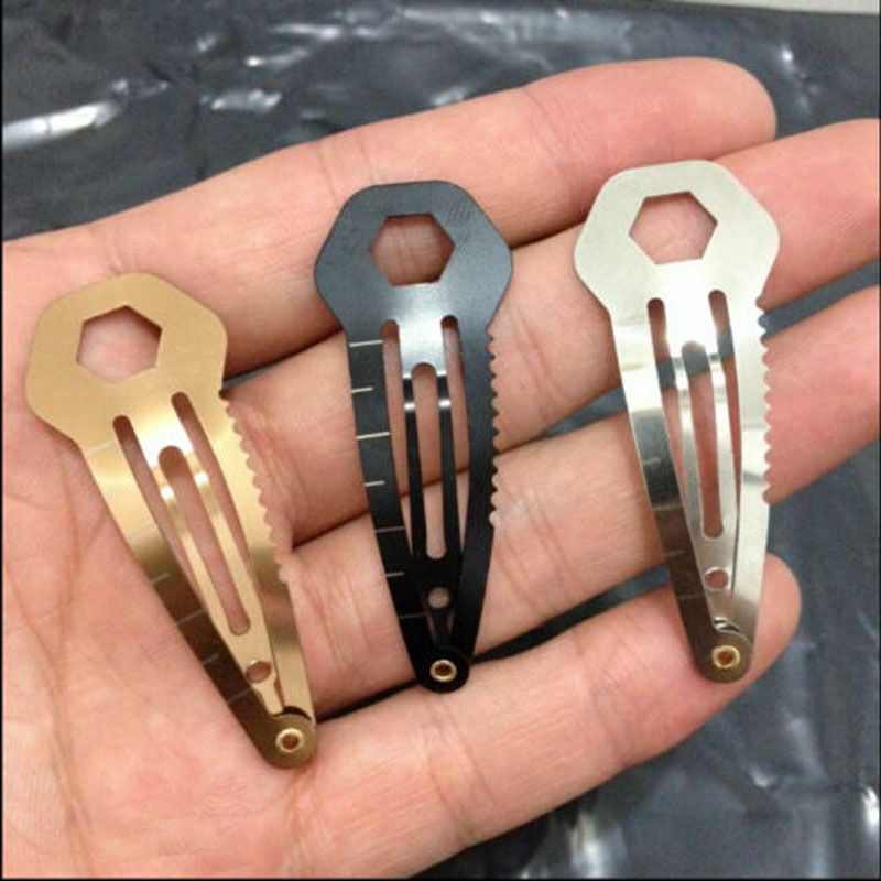 Womans HAIR CLIP 8in1 Multi Tool Hiking Camping Gadget Survival Stocking EDC UK
