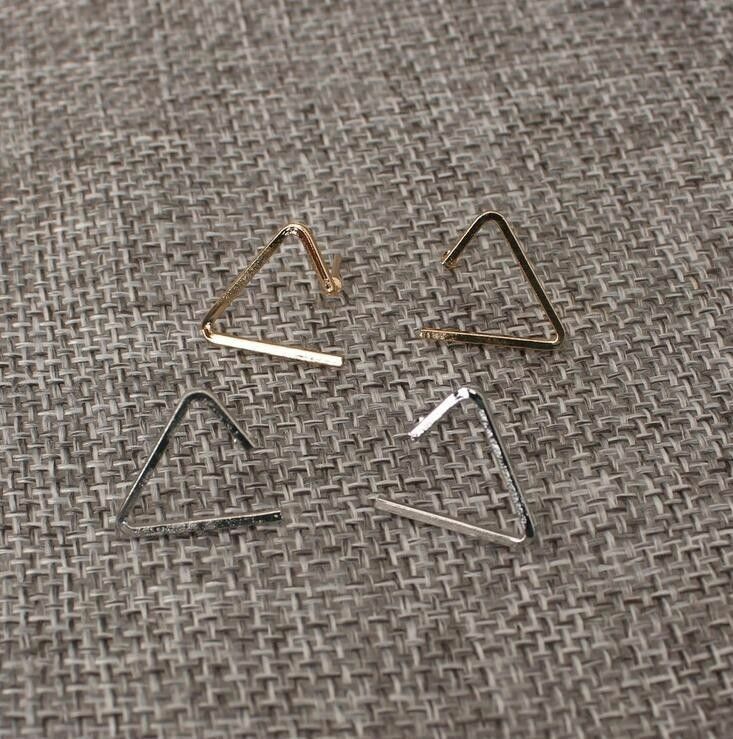 Silver Triangle triangular Shaped Earrings Ear Stud Womens Ladies Gift UK