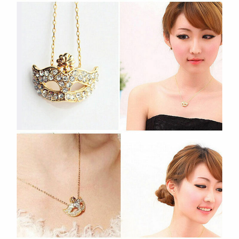 EYE MASK BALL Pendant NECKLACE Choker Diamond charm Fashion Women Chain Jewelry