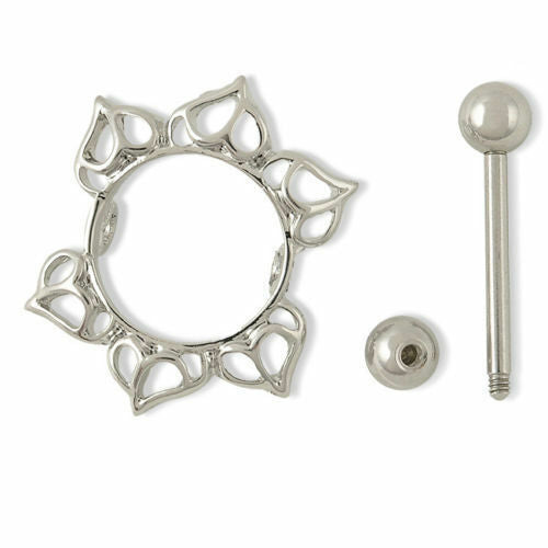 SUNFLOWER NIPPLE BAR Surgical LOVE CUTE BEAUTIFUL SILVER Body Piercing Bars UK