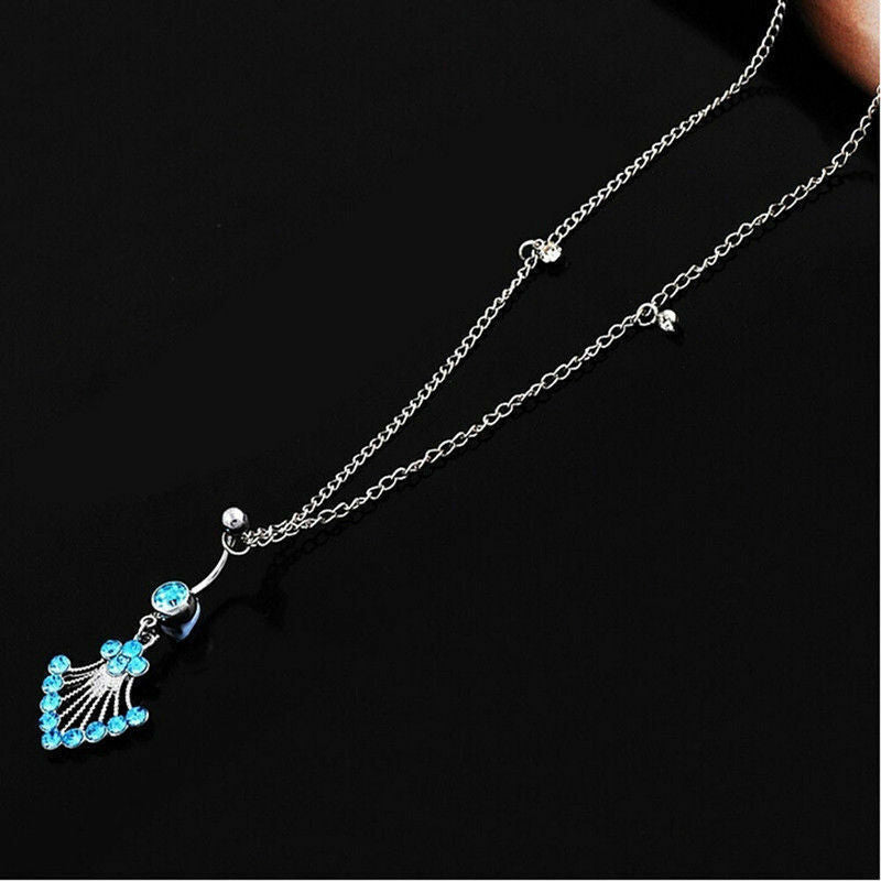 316L Surgical Steel Belly Bar Navel Bikini Body Waist Chain Crystal Rhinestone