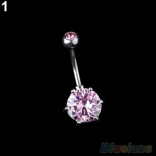 316L Surgical Steel Belly Button Ring Bar Navel Crystal Rhinestone Body Piercing