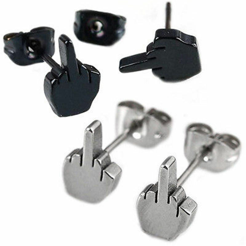 ZIP FINGER studs STUD EARRINGS goth emo PUNK gothic RETRO KITCH gothic UK