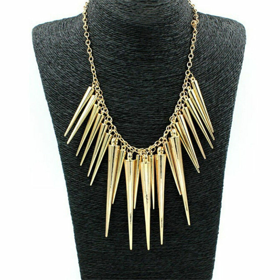 Fashion Women LONG STUD PENDANT CHAIN NECKLACE CHOKER STRAP Wedding Jewellery UK