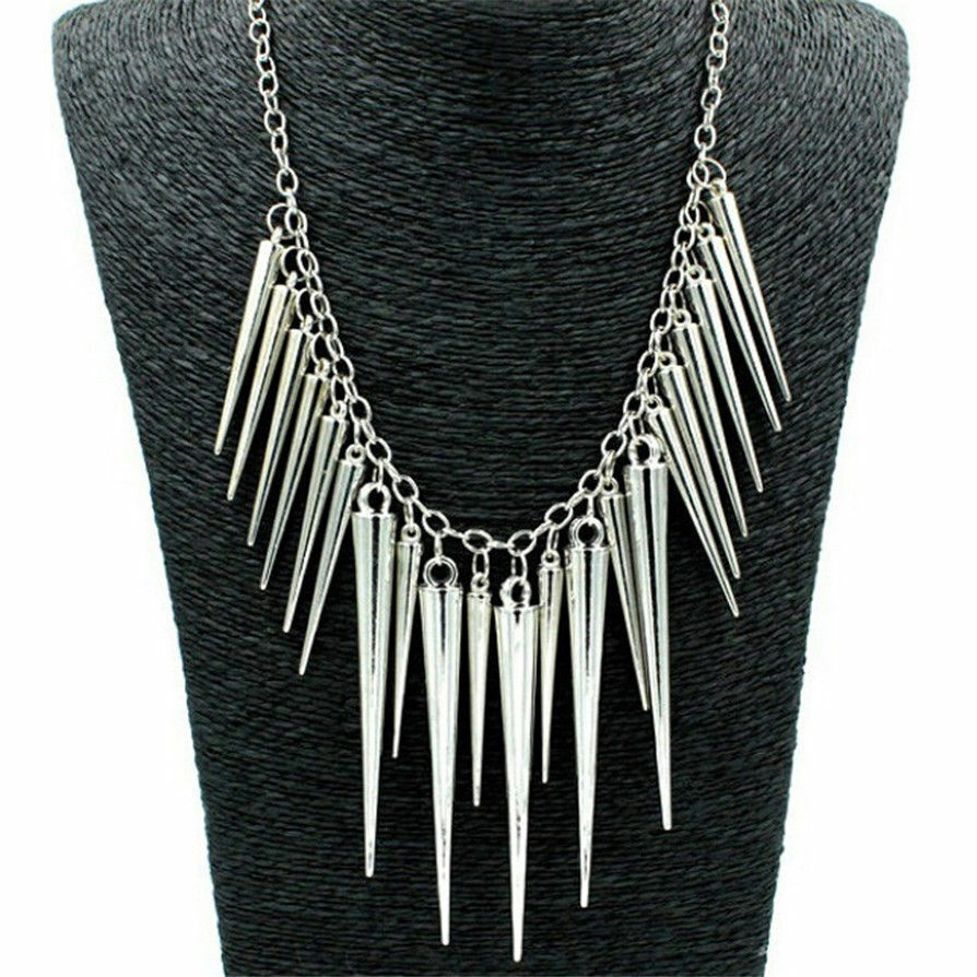 Fashion Women LONG STUD PENDANT CHAIN NECKLACE CHOKER STRAP Wedding Jewellery UK