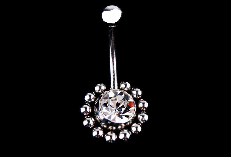 Belly Button Ring Bars Balls Body Piercing Crystal Rhinestone Reverse Navel Bar