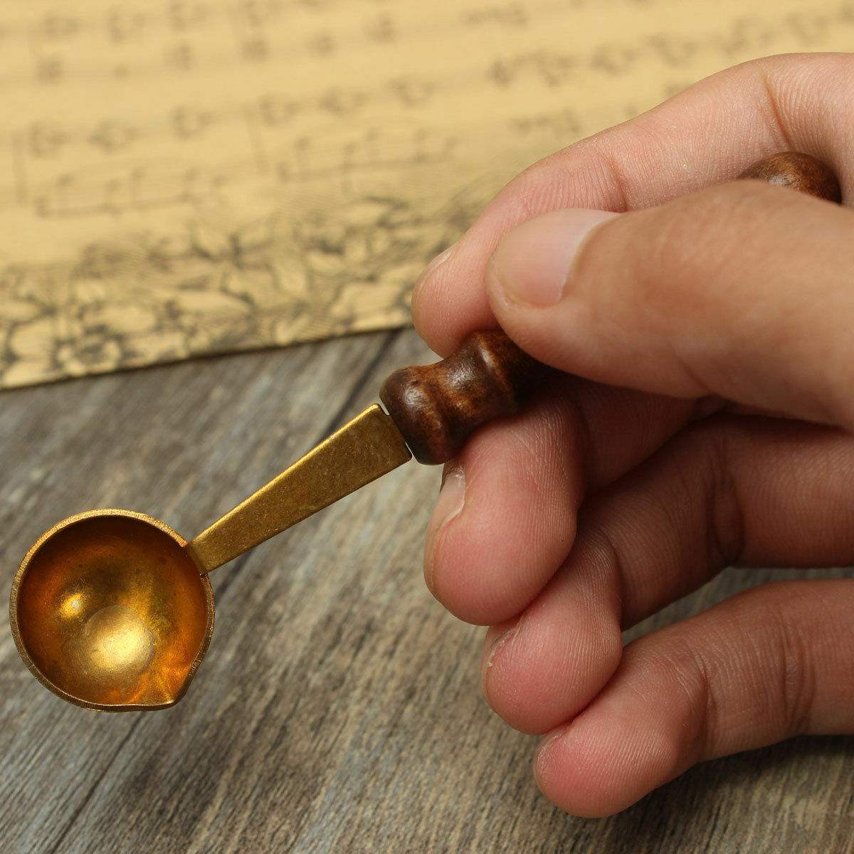 Brass Spoon Melting Wax Candle Granual Sealing Envelope Seal Stamp Craft UK