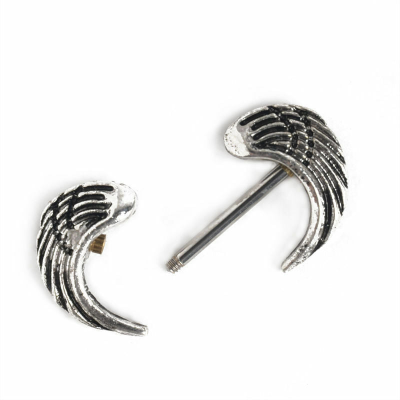ANGEL WING NIPPLE BAR BEAUTIFUL SHIELD 316L Surgical Steel Barbell Piercing UK