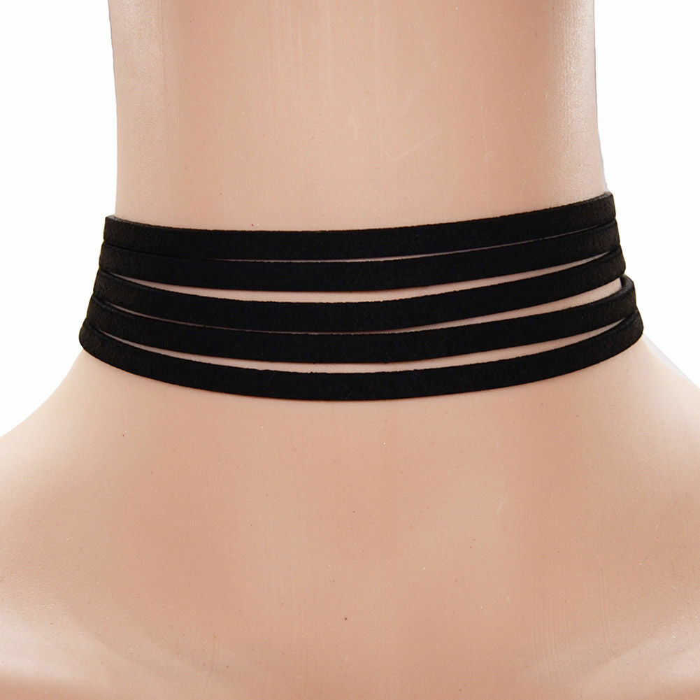 Fashion Women BLACK CHOKER STRAP SUMMER Choker Necklace Wedding Jewellery UK