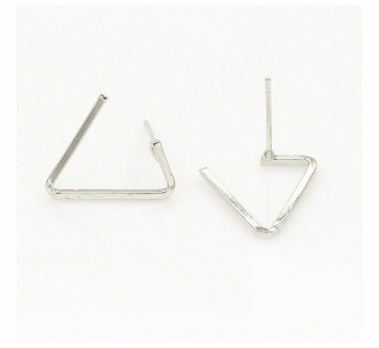 Silver Triangle triangular Shaped Earrings Ear Stud Womens Ladies Gift UK