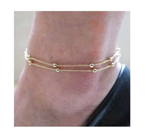 DOUBLE BALL CHAIN Fashion Ankle Bracelet Women Anklet Foot Jewelry Chain Beach