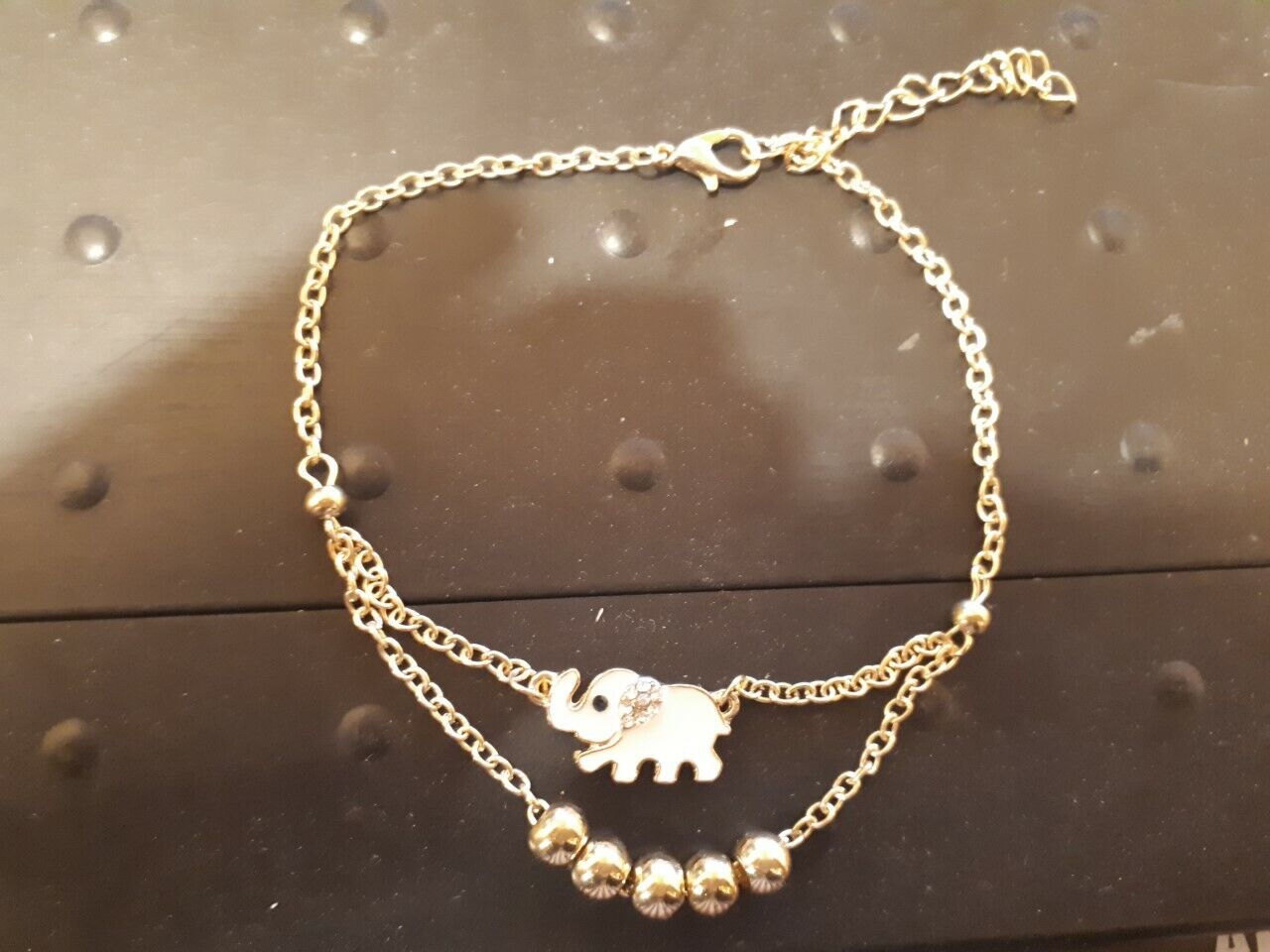 GOLD WHITE ELEPHANT ANKLET SUMMER Tibetan BOHO Ankle Bracelet Beach Jewellery UK