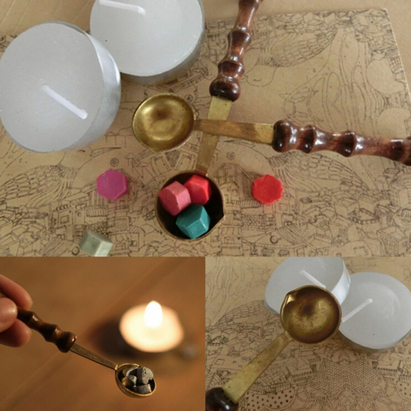 Brass Spoon Melting Wax Candle Granual Sealing Envelope Seal Stamp Craft UK