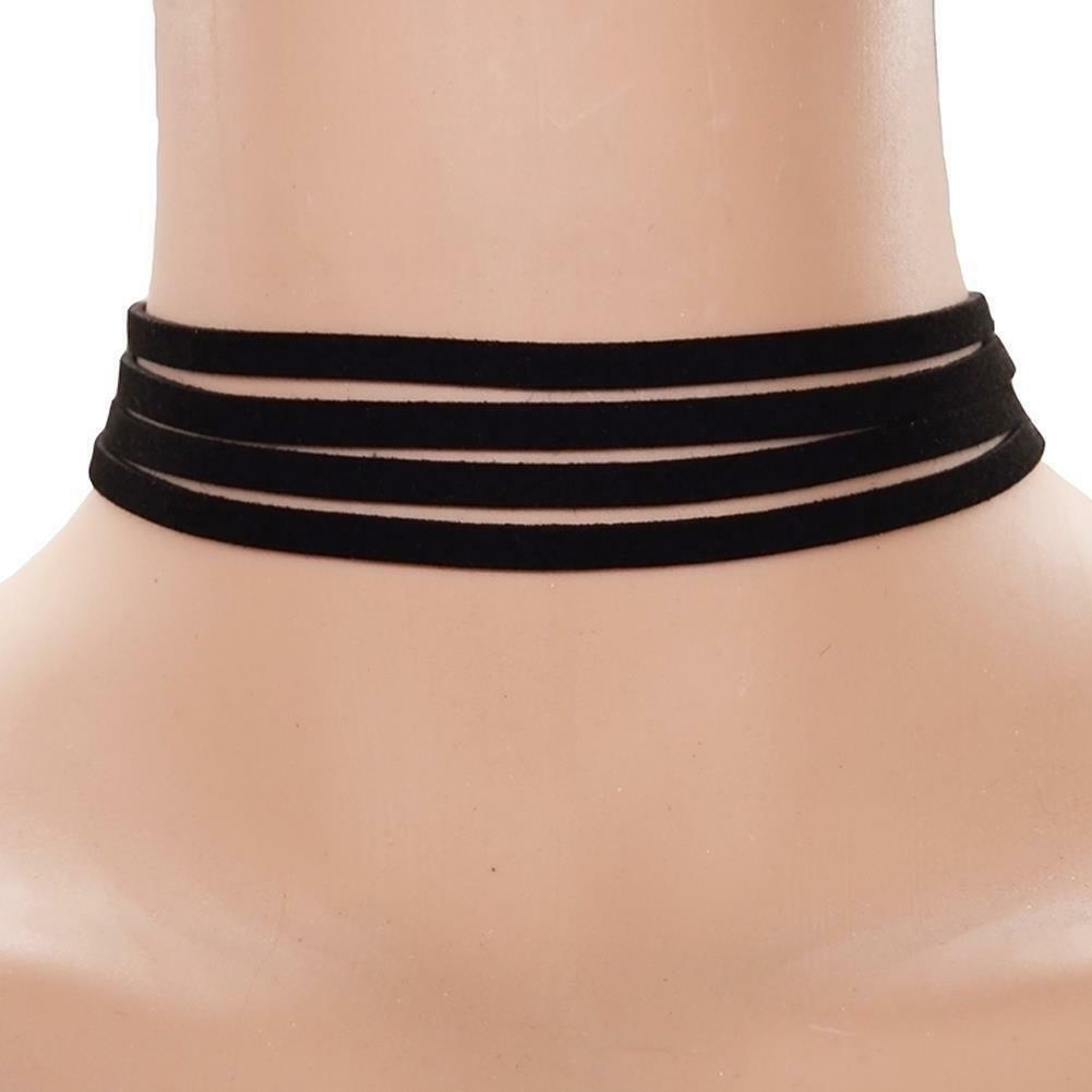 Fashion Women BLACK CHOKER STRAP SUMMER Choker Necklace Wedding Jewellery UK