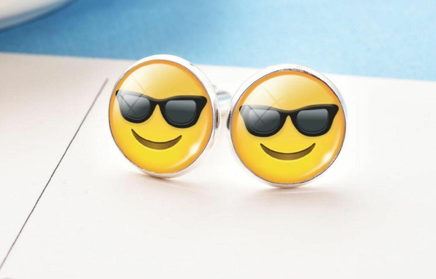 STOCKING FILLER EMOJI CUFFLINKS rude Face Gift Best mens Dad Fathers Birthday UK