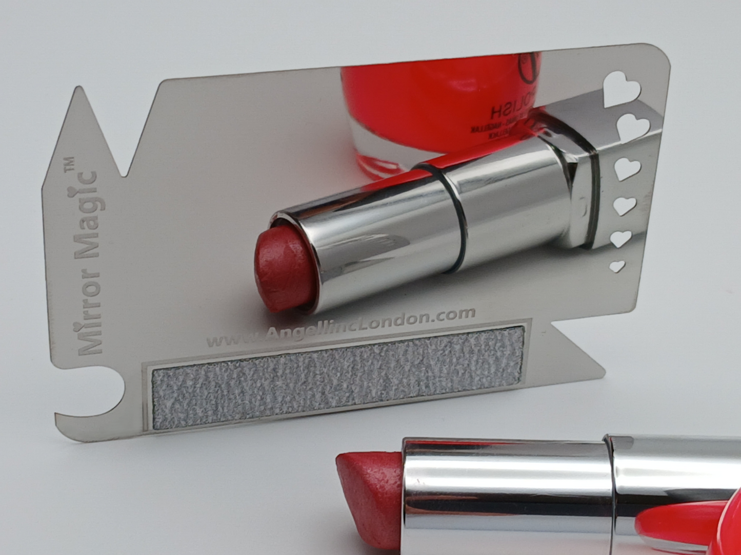 Phone Makeup Mirror Magic Nail File Cleaner Check on Lipstick Lip Gloss False Eyelashes