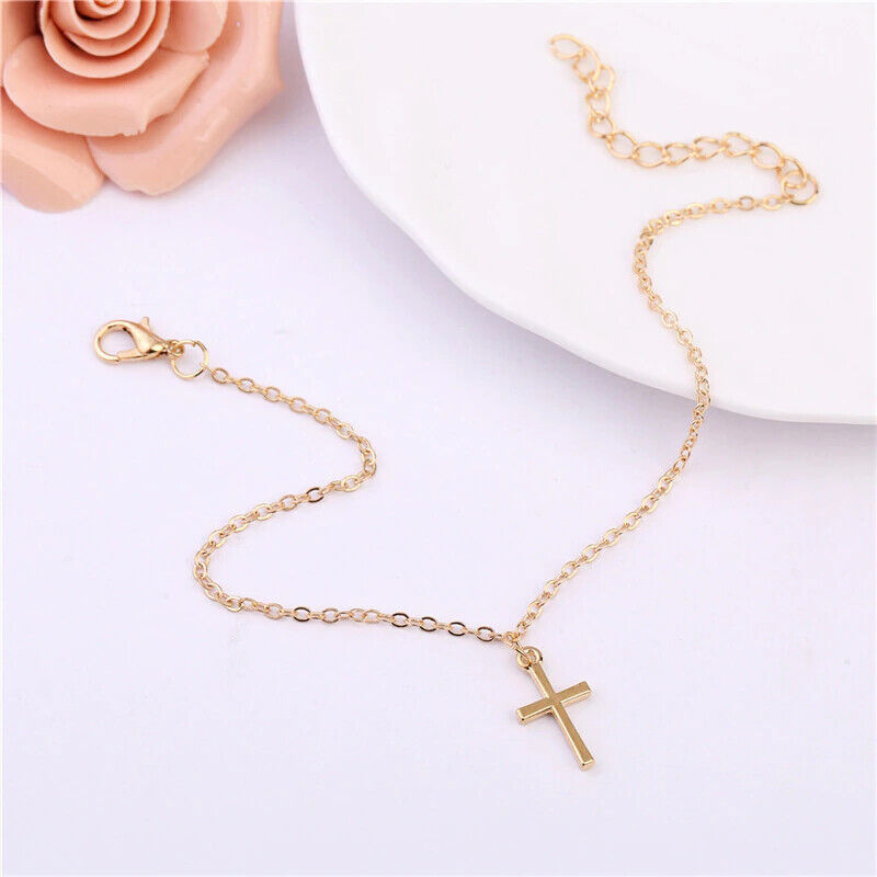 CROSS Silver Gold Ankle Bracelet Anklet SUMMER Foot Jewelry Jewellery Chain Beac