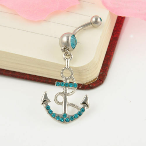Anchor Belly Bar Button Piercing Sailor Boat Navel Bars Body Dangle Barbells