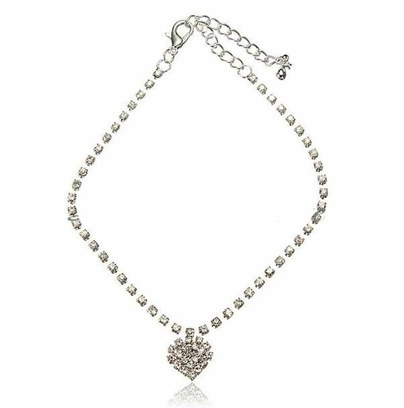 SILVER Anklet HEART slave chain barefoof Sandal Boho Jewellery Beach Jewellery