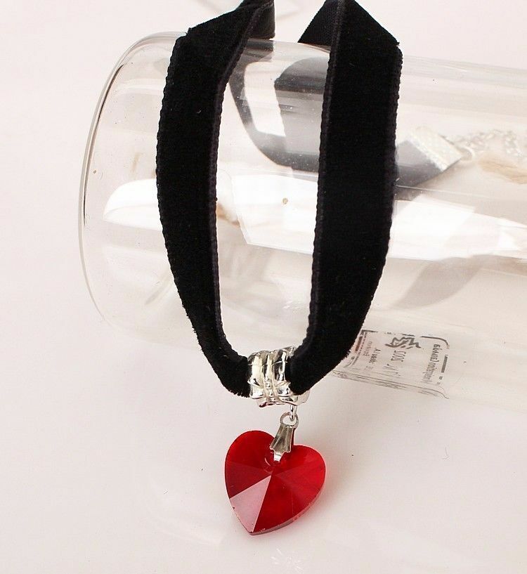 BLACK CHOKER HEART PENDANT Fashion Women CHAIN NECKLACE STRAP Wedding Jewellery