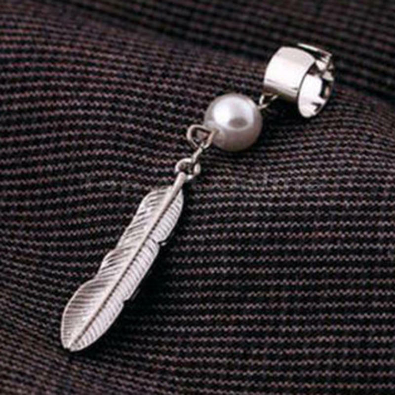 FEATHER PEARL Womens Ear Cuff Earrings Wrap Fashion Clip On Cuffs Fake Stud UK