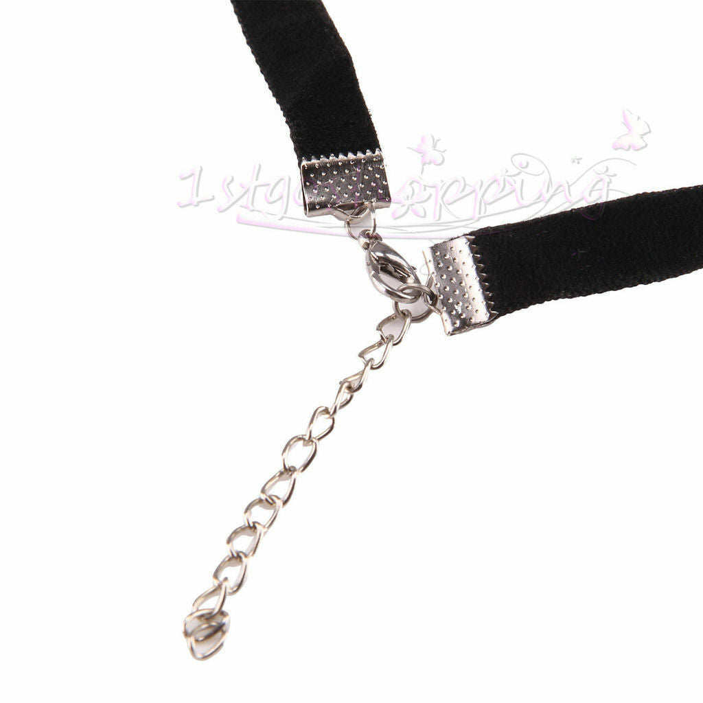 BLACK CHOKER HEART PENDANT Fashion Women CHAIN NECKLACE STRAP Wedding Jewellery