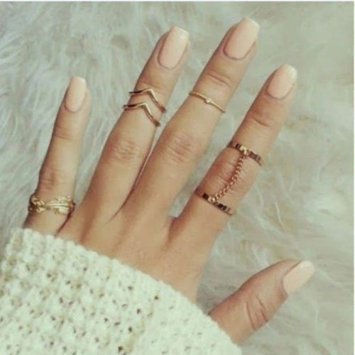 6pc Gold / Silver Stackable Mid Midi Finger Ring Set Size Small boho beautiful